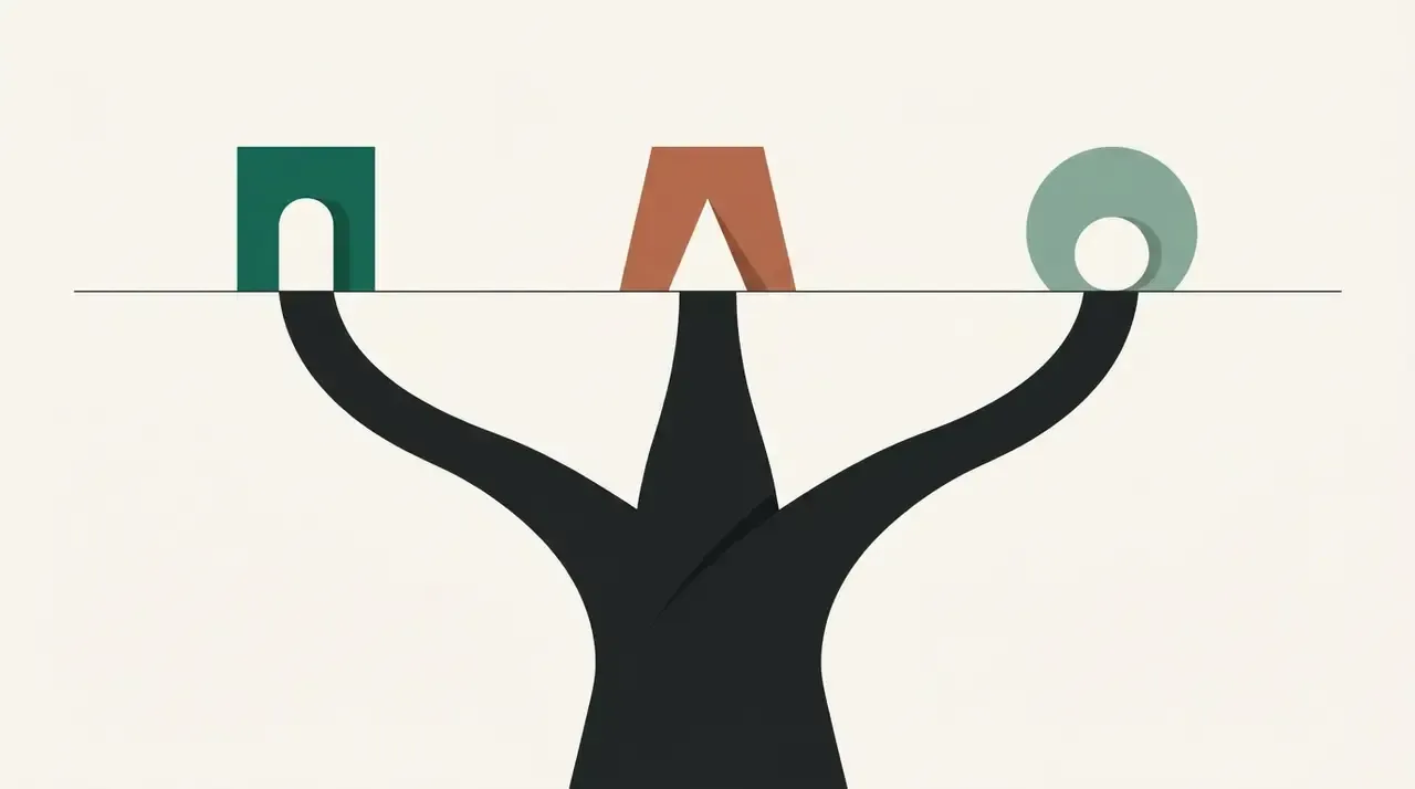 Three paths diverging toward three gateways, brand illustration